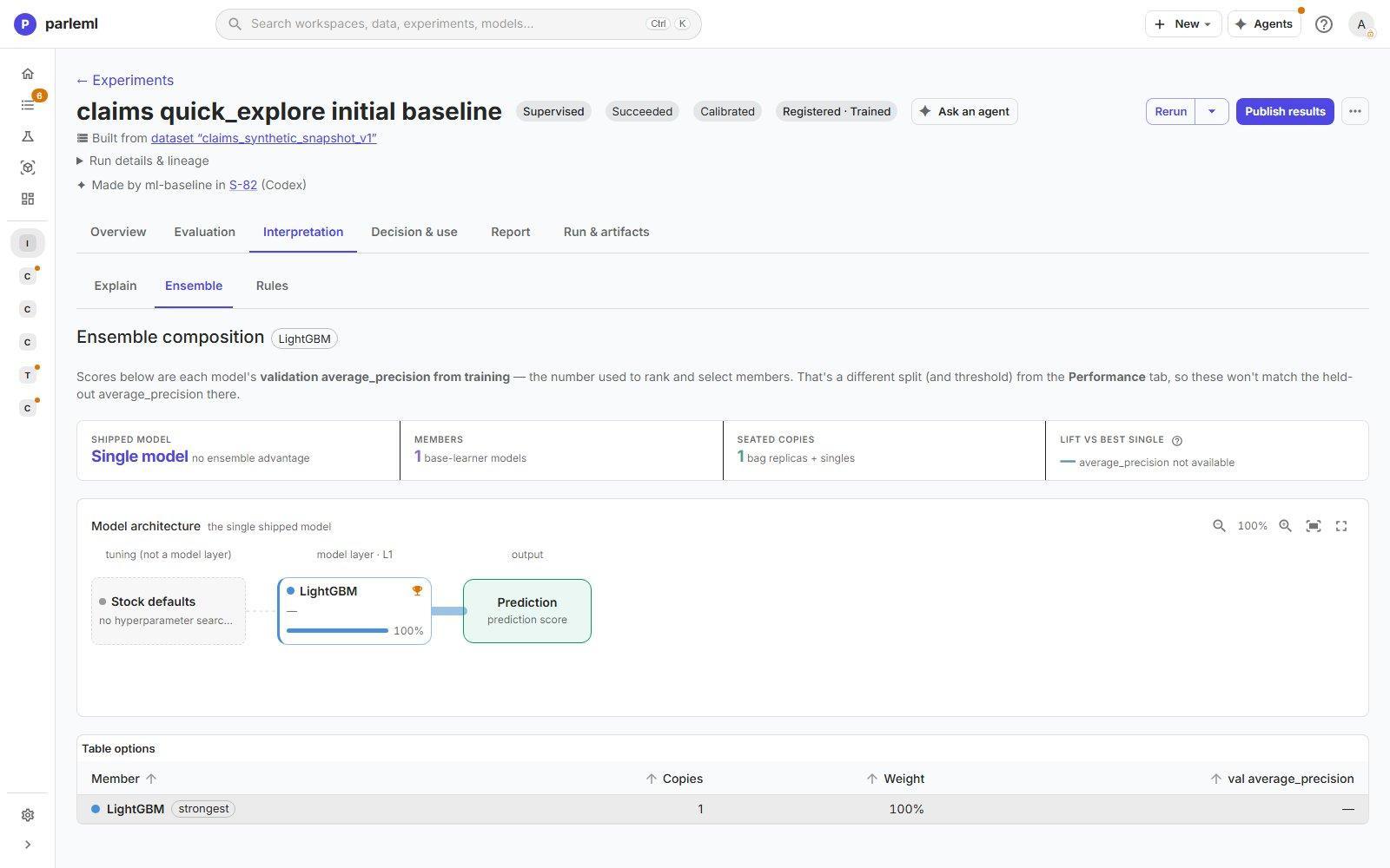 Ensemble composition: the shipped model, members, copies and the architecture.