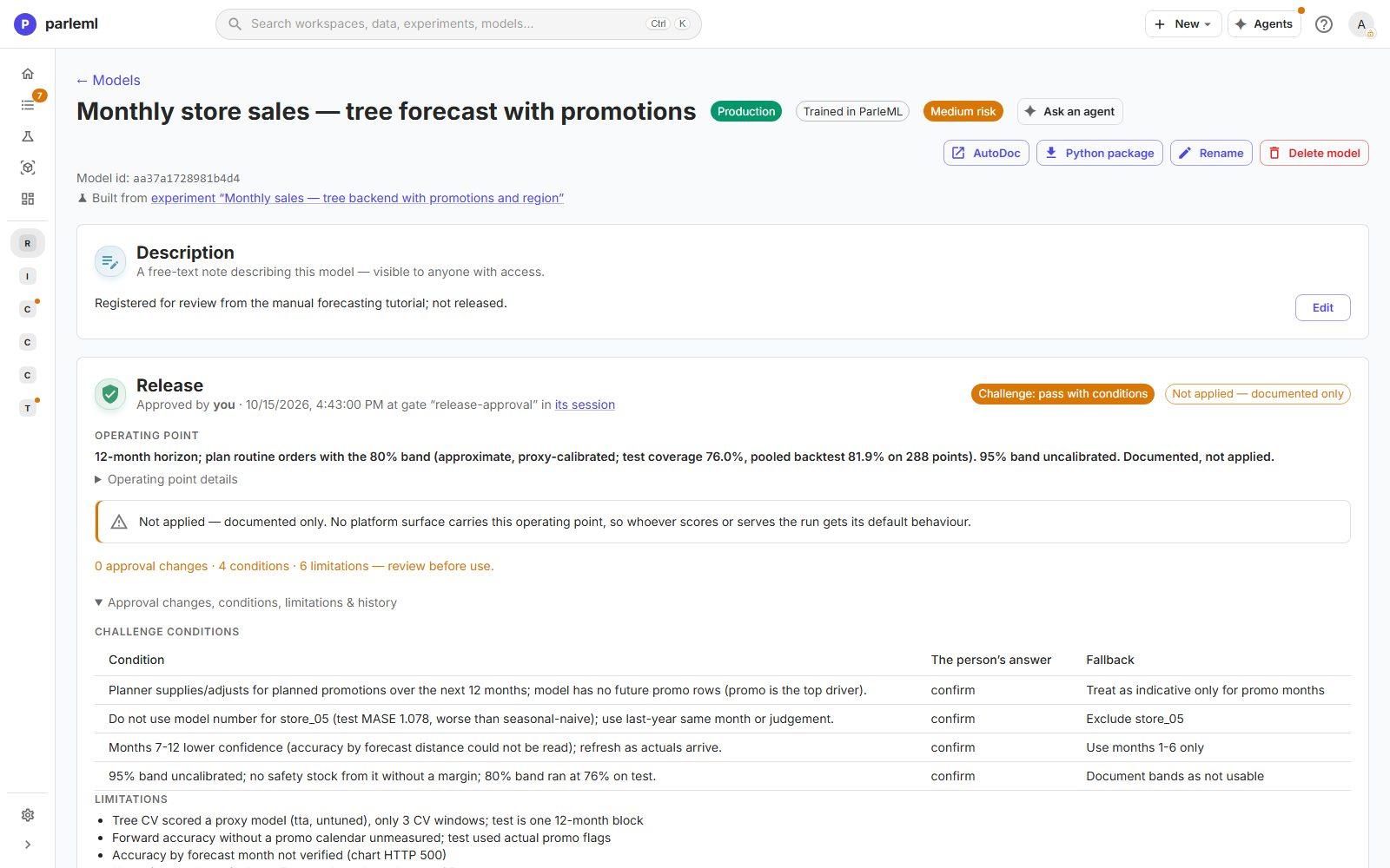 In production, Medium risk, with the release record below.